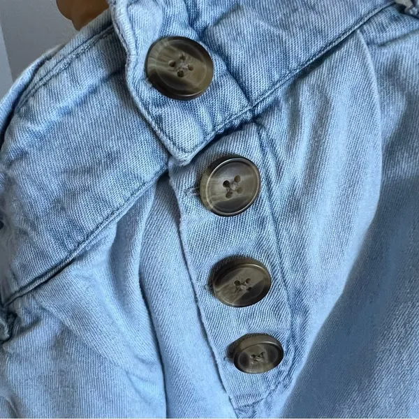 American Eagle Pull On Paperbag Chambray Pants 100% Cotton Small - Image 8