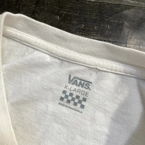 Vans White Tee Floral Leaf Checkered Graphic Print Short Sleeve Shirt - Image 7