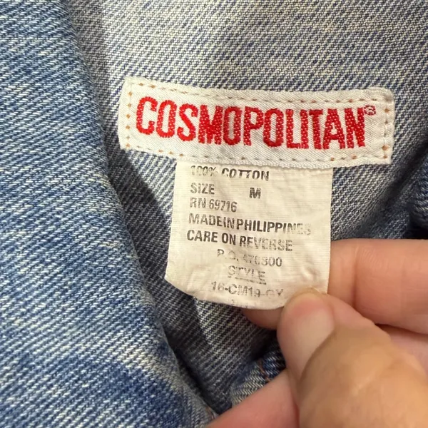 Vintage‎ Cosmopolitan Denim Vest Womens M Blue Jean Zipper front - Image 5