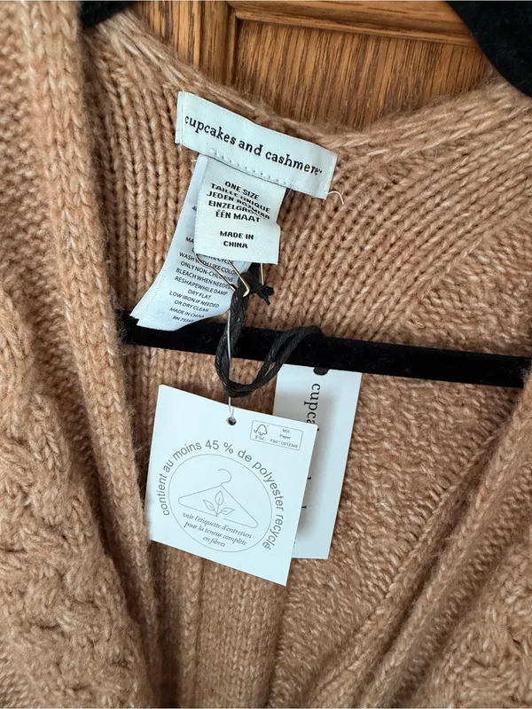 cupcakes & cashmere Camel Knit Wrap Cardigan - Image 2