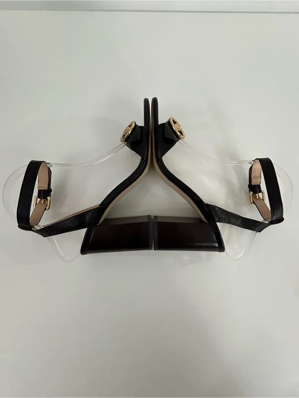 Coach Maddi Black Leather Block Heel Sandals Size 7.5 - Image 5