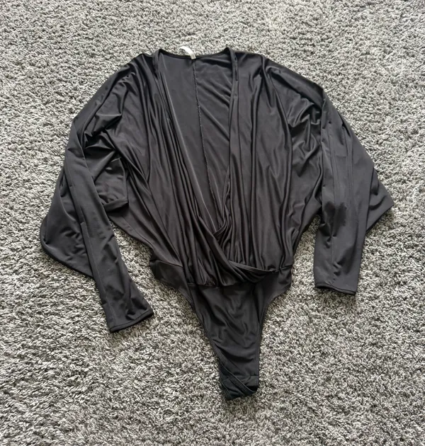 Amanda Uprichard Black Stretch Bodysuit with Surplice Neckline - Image 2