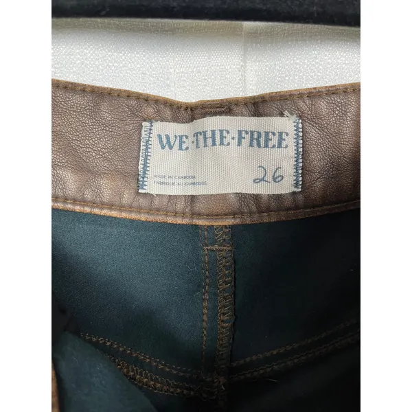 Free People We The Free Brown Faux Leather Misha Wide Leg Barrel Pants Sz.26 - Image 10