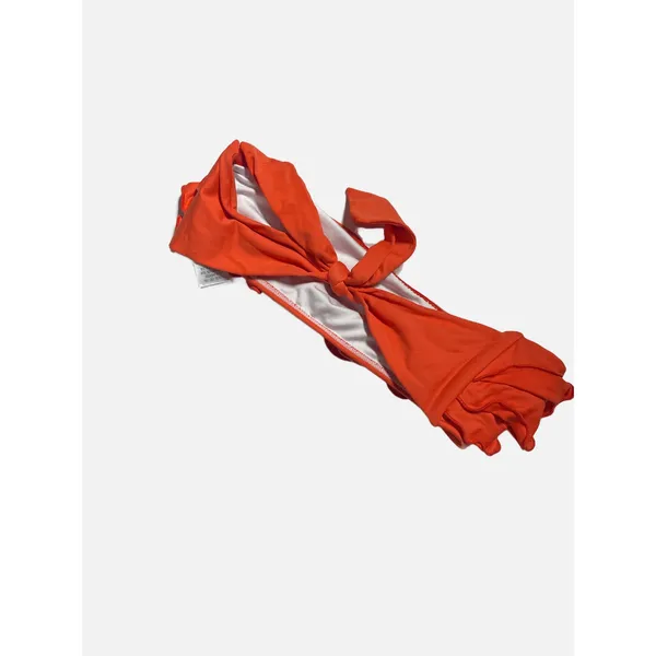 OndadeMar Bandeau Bikini Top Womens Medium Orange Ruffle Strapless Swim Beach - Image 4