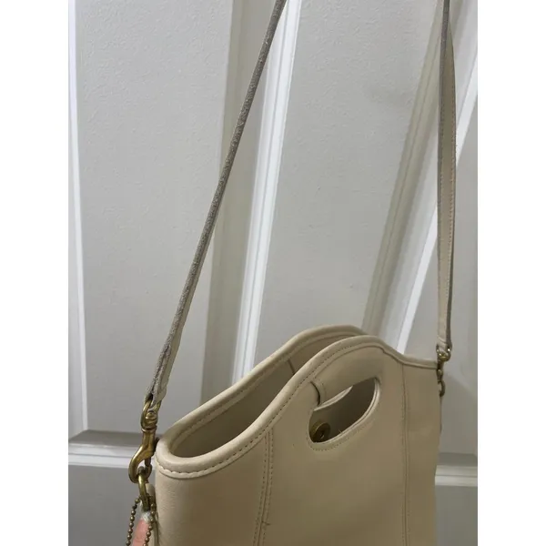 vtg Coach Mini Shopper Bucket Tote Bag 9993 ivory leather top handle crossbody - Image 11