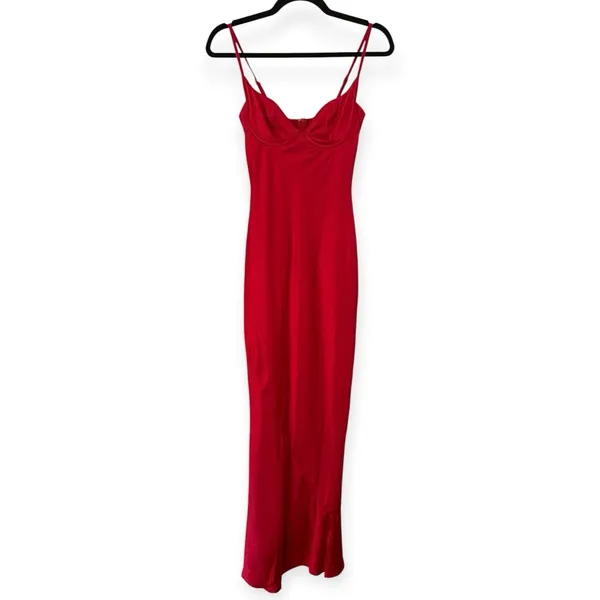 NWT BabyBoo Athena Maxi Dress Red Satin Slip Size XS - Image 3