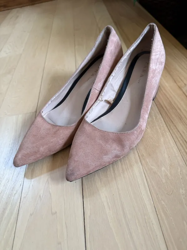Zara Pink Suede Heels  - Image 2
