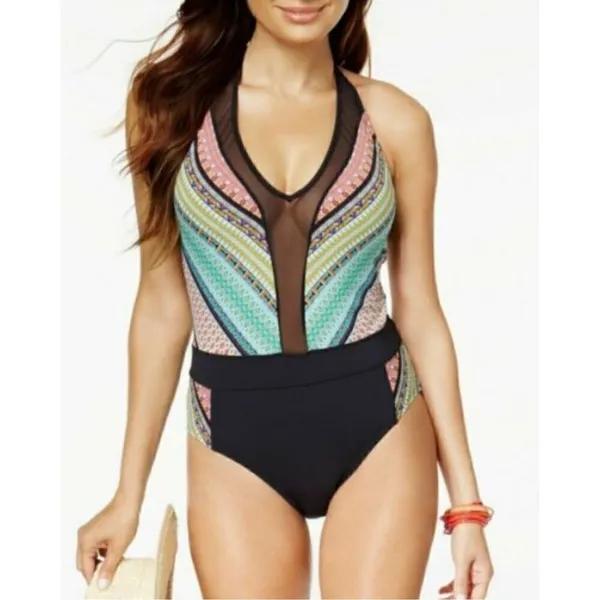 New. BLEU Rod Beattie plunge neck swimsuit. Retails $149. Size 10 - Image 10