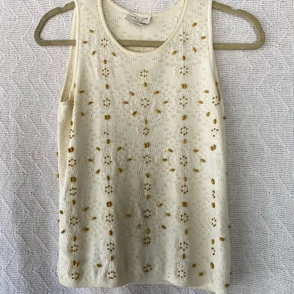 Vintage Oscar de la Renta Beaded Sweater Tank - Image 7