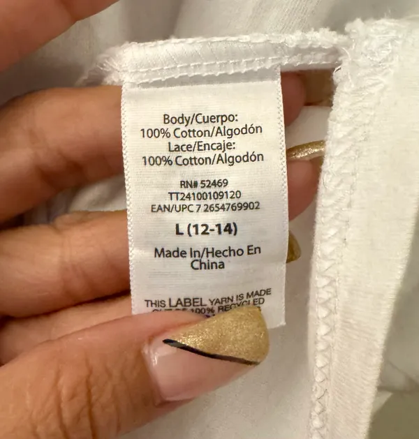 White Cotton Short Sleeve T-Shirt Large - Image 3