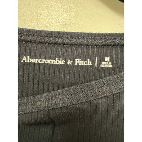 Abercrombie & Fitch Cropped Top Women's M Black Viscose Ribbed Knit Stretch NWT - Image 7