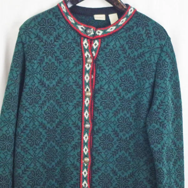 LL Bean Nordic Cotton Cardigan Sweater Medium - Image 6