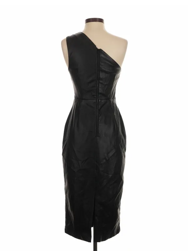 Bardot x Anthropologie Oriella Vegan Leather One Shoulder Midi Dress Size S - Image 5