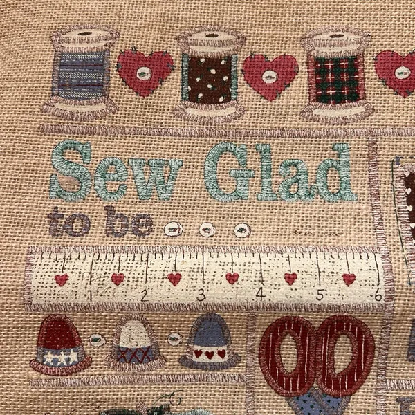 NEW VTG Jute XL Bag Tote Sewing Crafting Knitting Cottage Grandma Farm Country - Image 3
