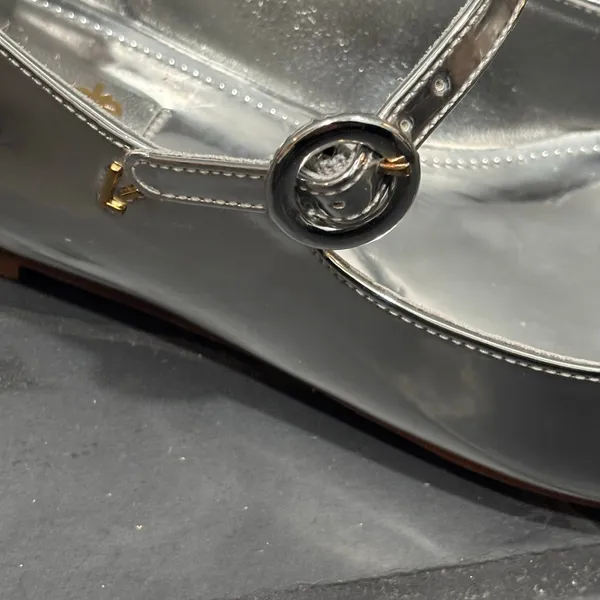 Larroude Blair Silver Metallic Patent Mary Jane Flat - size 7 - Image 4