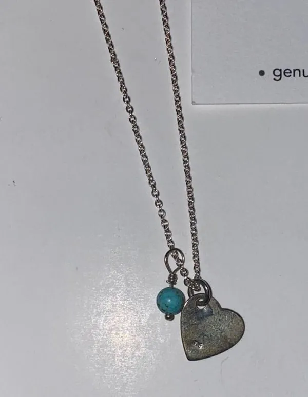 Turquoise Heart Zodiac Necklace♓️♐️♏️ Silver - Image 2