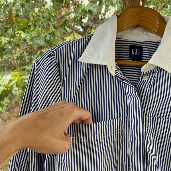 Gap Women's Organic Cotton Mini Shirt Dress Blue Stripe Size S - Image 4