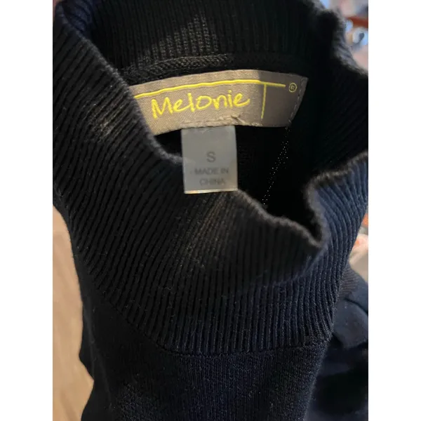 Melonie T Black Mock Neck Puffed Sleeve Sweater Dress Size S - Image 6
