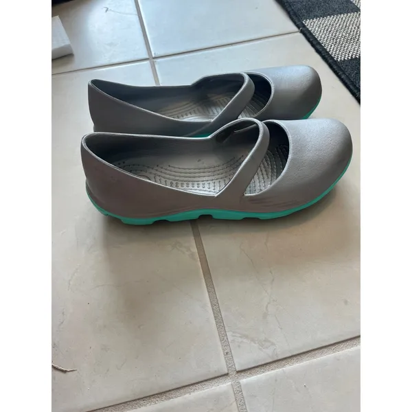CrocsCrocs, Mary Jane slip on size 10 teal silver gray‎ - Image 3