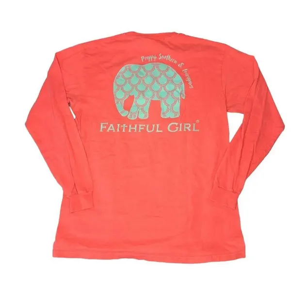 Simply Southern Women's Medium "Faithful Girl" Graphic Print Long Sleeve T-Shirt - Image 4