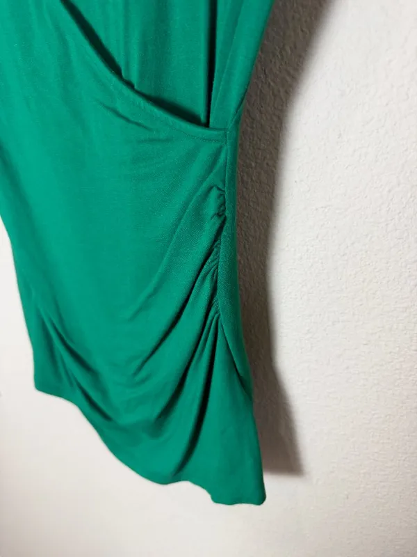 Boden Faux Wrap Front V Neck Super Soft Cap Sleeve T Tee Shirt Size 2 Green - Image 5