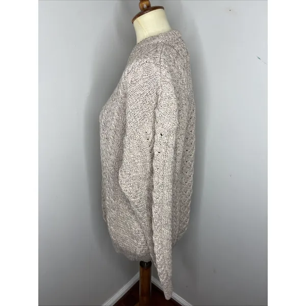 New‎ Womens Aran Craft Merino Aran Crewneck Sweater in Wicker Small - Image 2