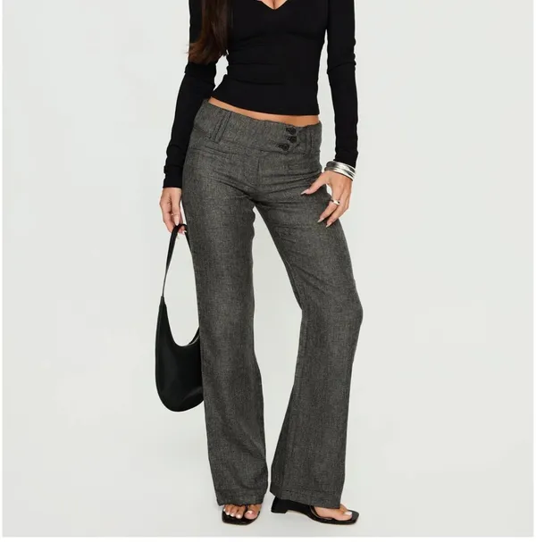 Princess Polly Karola Asymmetrical Buckle Pants Grey - Image 3