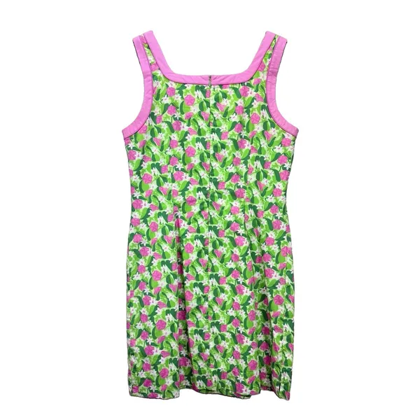 Lilly Pulitzer Pink Green Floral Sleeveless Cotton Dress Size 8 Vintage - Image 5