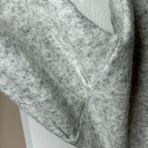 Madewell Shawl Collar Wool Sweater Grey Marled Knit Pullover Puff Sleeve. Size S - Image 6