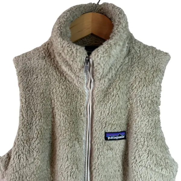 Patagonia Tan Sherpa Fleece Zip Vest Outdoor Casual Layering Women’s Small (S) - Image 3
