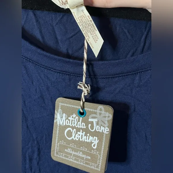Matilda Jane NWT Top Womens XXL Navy Blue Long Sleeve Ruffle Hem Stretch Casual - Image 14