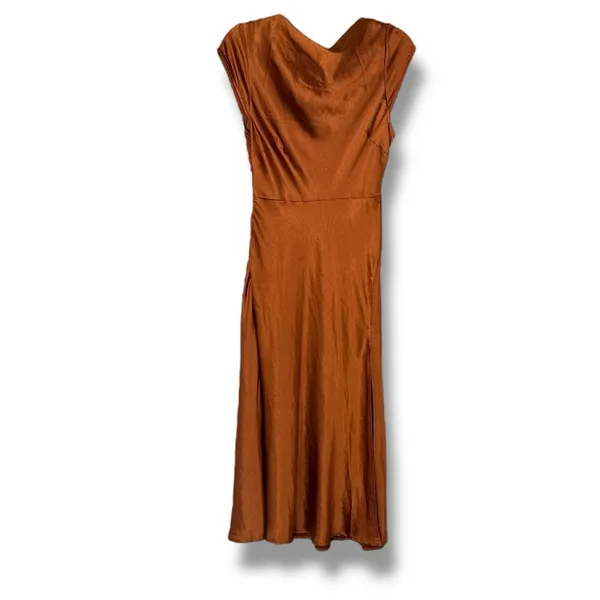 Hello Molly GET IN FORMATION SATIN MIDI DRESS‎ BROWN - Image 5