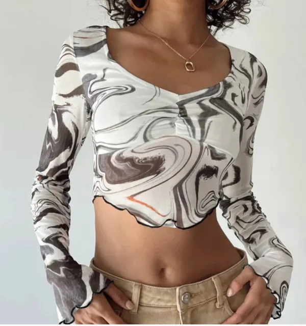 Princess polly cropped bell sleeve top - Image 2