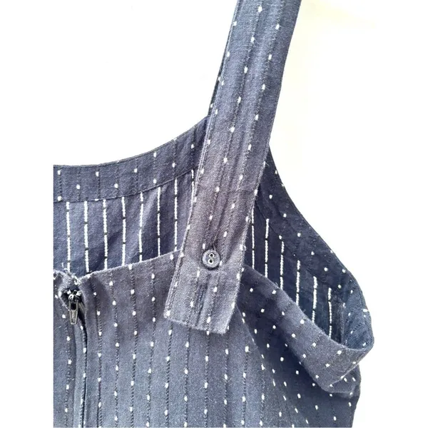 Mata Traders Navy Dot Pinafore Dress Small S Overall Apron Midi Cottagecore Mod - Image 9