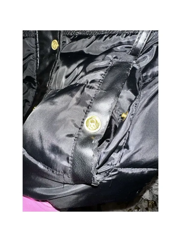 COOGI Women's Black Tweed Puffer Jacket Gold Buttons Large - Image 4