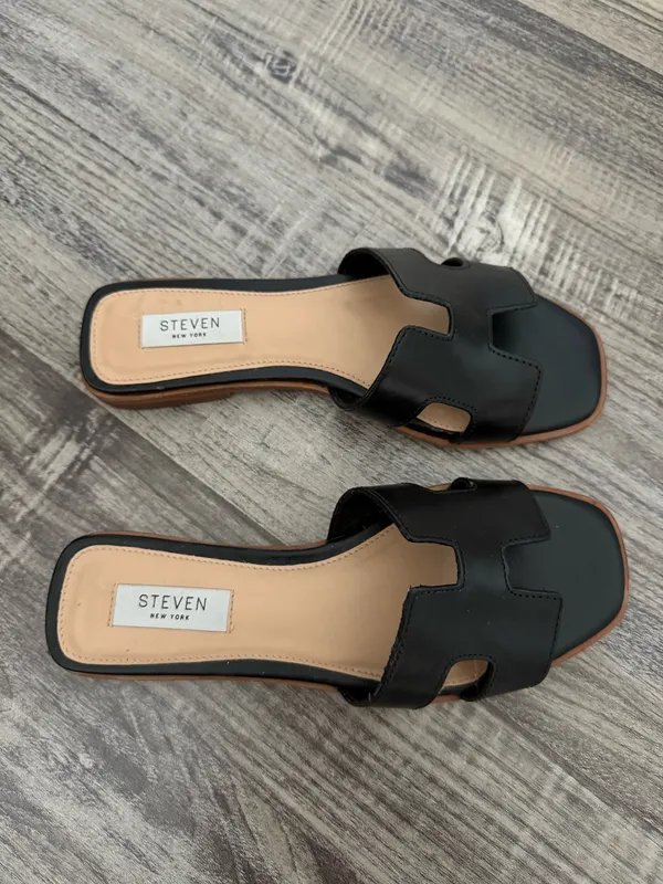 steven by steve madden hayden black leather sandal - Image 3