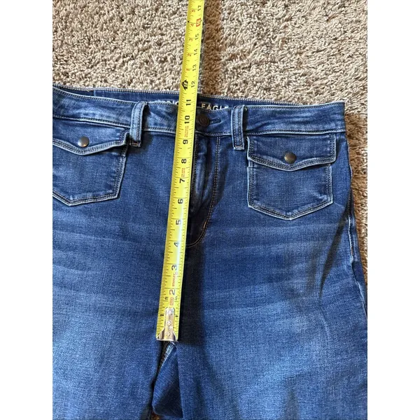 American Eagle Women's Blue Jeans Sz 10 Long Super High-rise Flare Next Level - Image 4