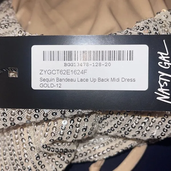 Nasty Gal New Sequin Lace Up Back Midi Dress‎ - Image 6
