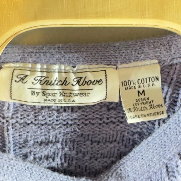 1359 | Vintage Cottagecore Textured Cotton Knit Sweater‎ Lavender USA Women M - Image 5