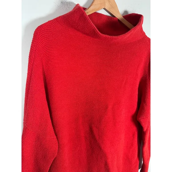 Free People Ottoman Slouchy Tunic Women Large Red Oversized Boho Ribbed Sweater - Image 5