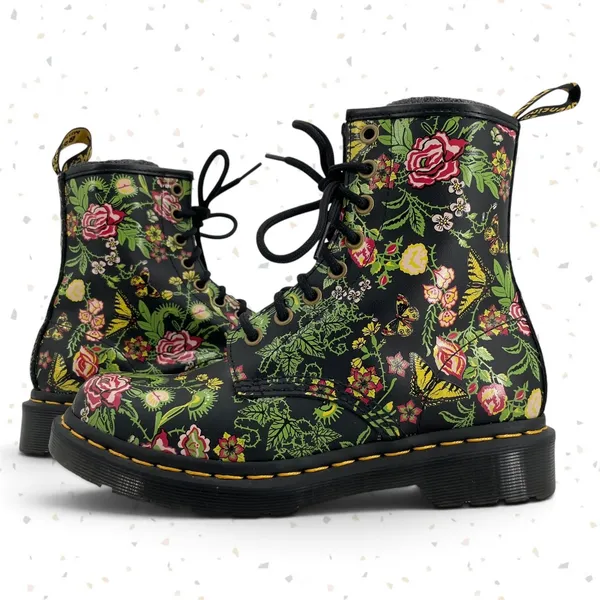 Dr. Martens 1460 Floral Bloom Venus Flytrap Butterfly Print Leather Boots Size 6 - Image 2