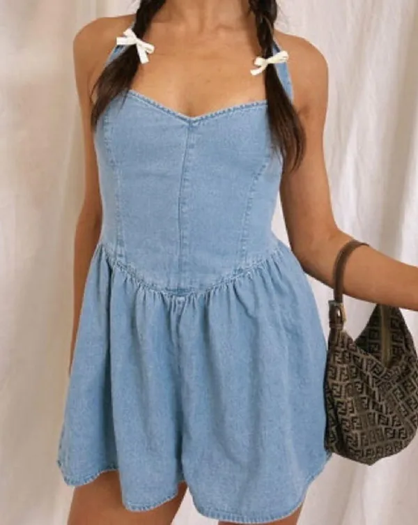 SHOW ME YOUR MUMU Romee Romper In Sky Indigo - Image 4