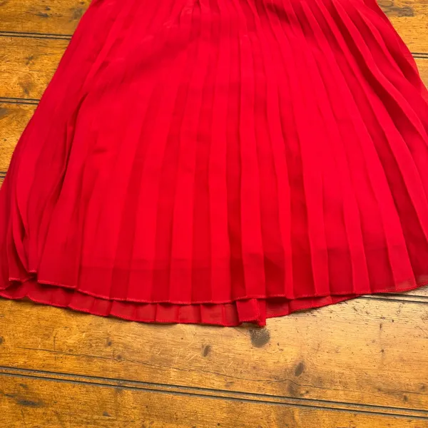 Sparkles & Swirls Red Sequin Lace Cap Sleeve‎ Pleated Dress Girls Size XS - Image 2