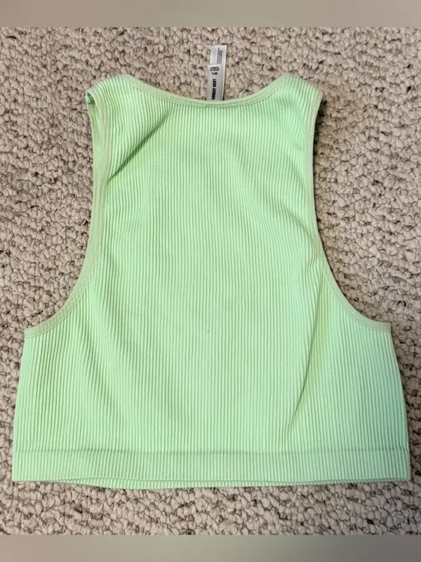 Sunday‎ Best Aritzia Neon Lime Ribbed Cropped Tank M/L - Image 5