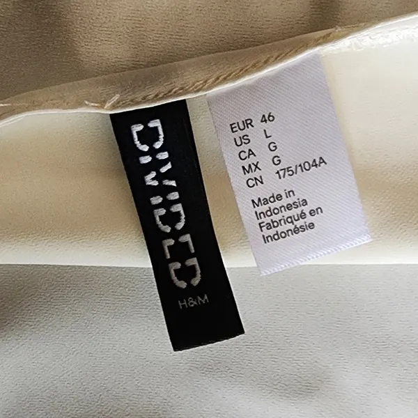 H&M Divided Cream Cowl Neck Strappy Open Back Slip Dress‎ L - Image 3