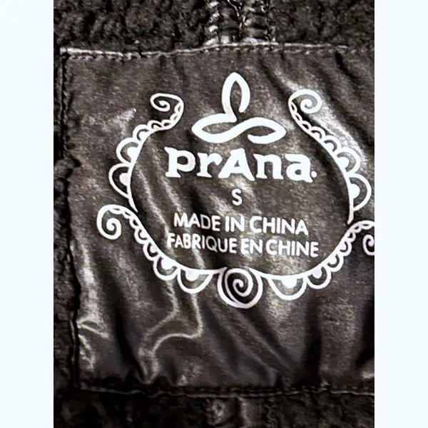 prAna Womens Black Quilted Sherpa Lined Full Zip Puffer Vest Ribbed Trim Small - Image 4