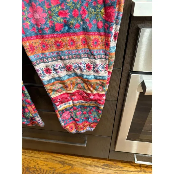 Natural Life fleece one-piece pajama jumpsuit a vibrant, colorful boho Large - Image 4