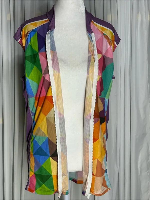 Women’s Sleeveless Geo-Print Cycling Jersey - Multicolor 3XL - Image 7