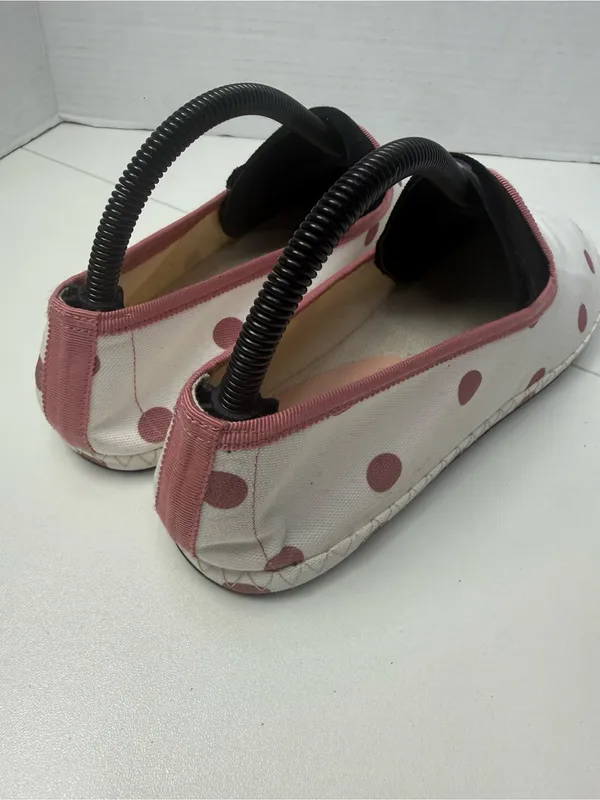 J. Crew Cream Canvas Flats with Rose Polka Dots size 8.5 - Image 9