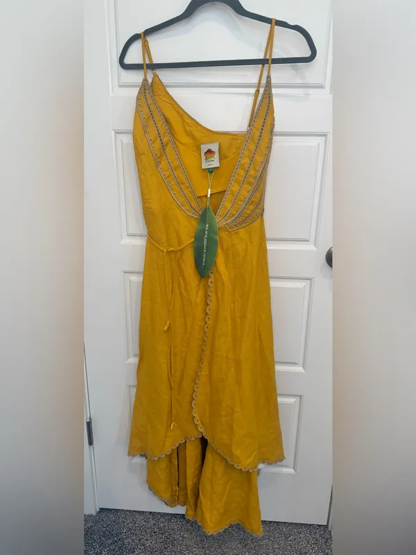 Farm Rio Yellow Bananas Euroflax™ Premium Linen Maxi Wrap Dress Woman’s Size Xs NWT - Image 12